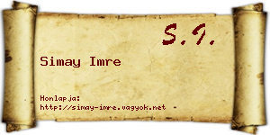 Simay Imre névjegykártya